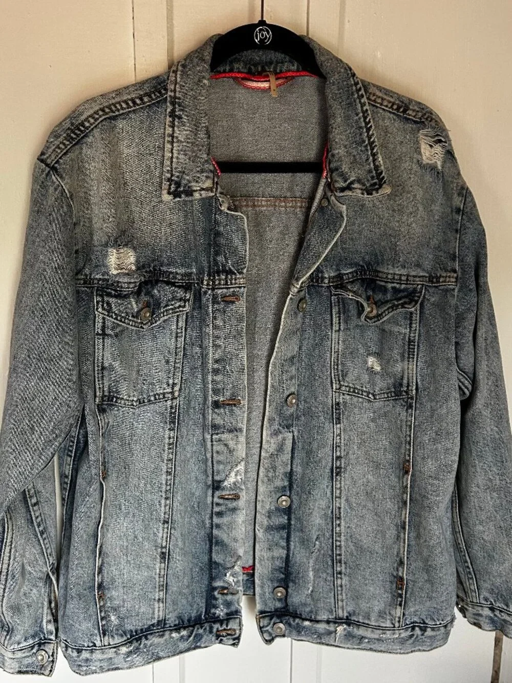 Free People Distressed Jean Jacket - Picture 2 of 9